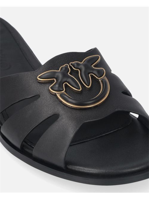 Ciabattine in pelle con logo Love Birds PINKO | SD0463P001Z99